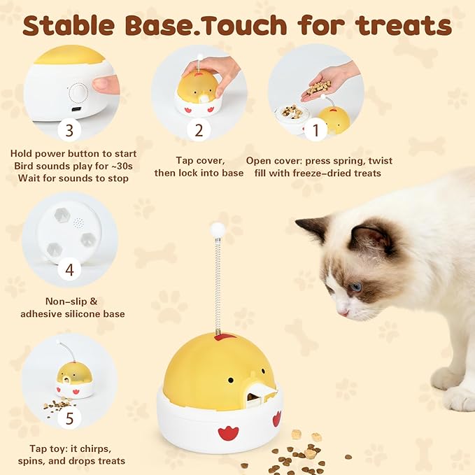 Animal-Activated Pet Feeders,Interactive Cat Dog Spring Treats Teaser Dispenser Toy,Puzzle Releasing Pet Toy Food Feeder Ball, Electric Cat Toy for Indoor Bored Cats Gentle Dog Excited