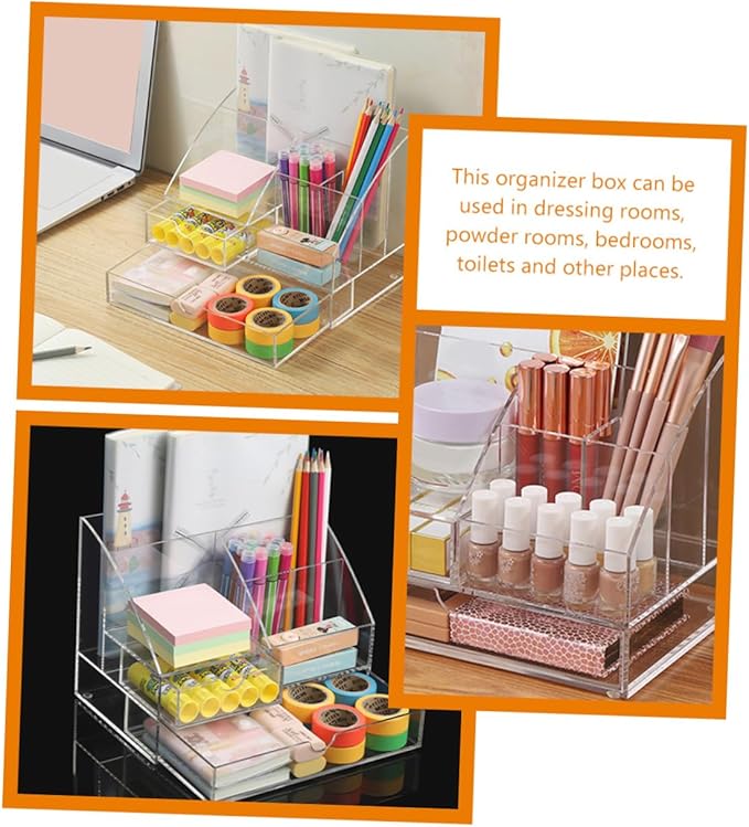 Acrylic Desk Organizer Drawer Multi-layer Storage Box for Makeup Office Supplies and Accessories Acrylic Design for Home and Office Use