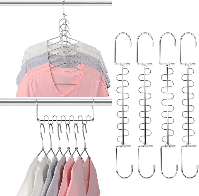 GEFTOL Metal Space Saving Hangers 12 Slots New Version Hanger Magic Cascading Hanger Closet Wardrobe Clothes Organizer(8 Pack)