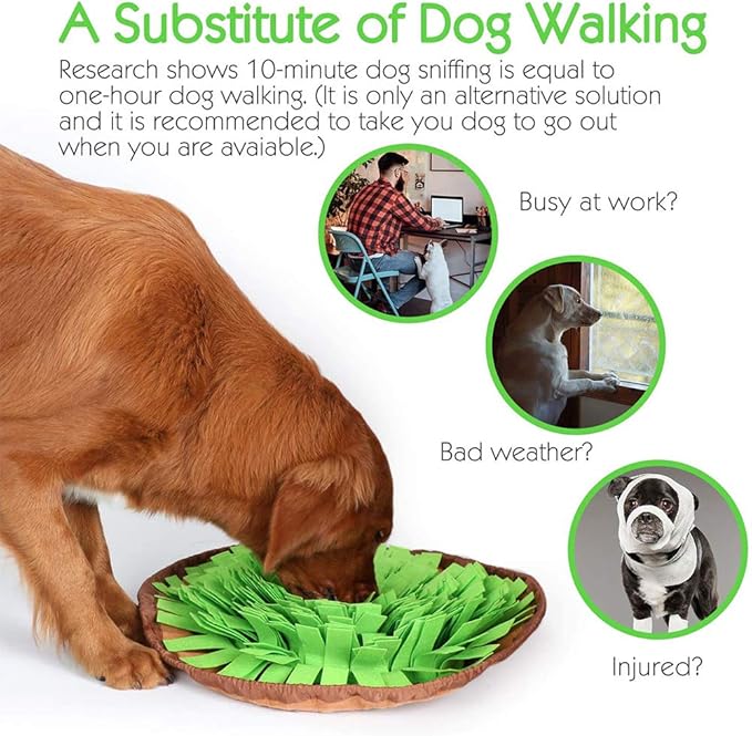Pet Snuffle Mat for Dogs,19" X 19" Dog Sniffing Pad,Washable Dogs Slow Feeding Bowl, Anti-Slip Dog Foraging Mat Nosework Training Blanket,Dog Treat Dispenser Puzzle Toys,Yellow