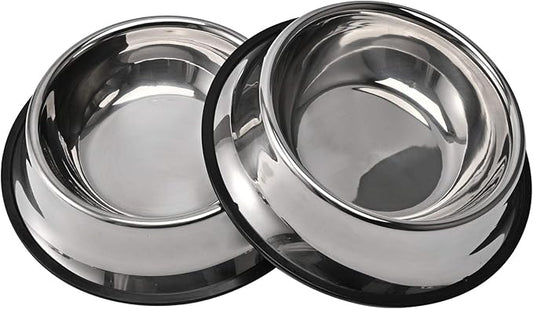 2Packs Stainless Steel Dog Bowl with Anti-Skid Rubber Base for Small/Medium/Large Pet, Perfect Dish, Pets Feeder Bowl and Water Bowl Perfect Choice for Dog Puppy Cat and Kitten (16oz)