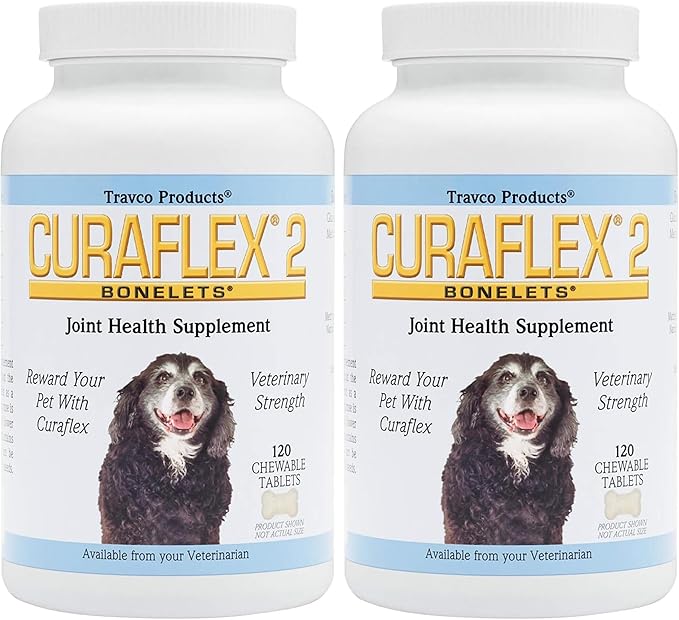 Nutramax Curaflex 2 Joint Health Supplement for Dogs, 120 Chewable Tablets (Pack of 2)