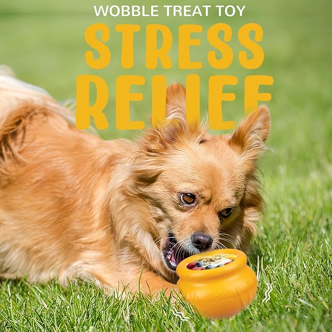 Wobbly Dog Enrichment Lick Toy, Stuffable Frozen Lick Bowl to Keep Dogs Busy, Long-Lasting Interactive Treat Dispensing Dog Toy, Silicone Fetch Catch Chew Toy(Orange,S)