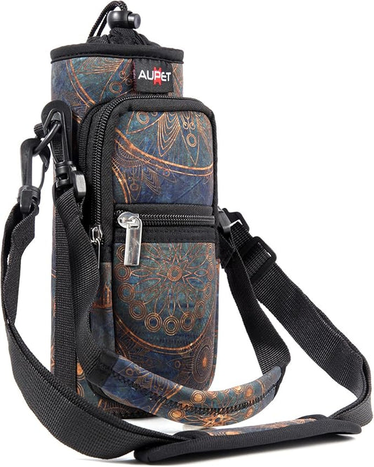 AUPET Water Bottle Sling Bag Sleeve Holder Carrier 25/32/40/64 oz,Insulated Crossbody Water Bottle Case Cover with Strap and Pockets for Men/Women Walking Hiking
