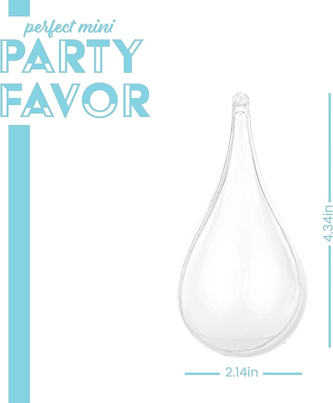Hammont Tear Drop Shaped Acrylic Candy Boxes - 12 Pack - 4.34"x2.14" - Perfect for Weddings, Birthdays, Party Favors and Gifts | Designer Cute Clear Lucite Plastic Treat Containers