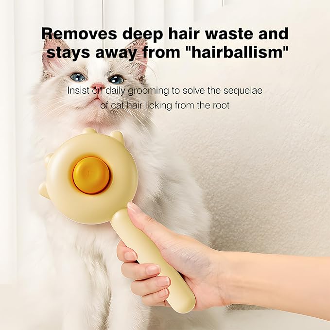 Pet Grooming Brush for Cats and Dogs, Self-Cleaning Sliker Brush for Removes Loose Undercoat, Mats, and Tangled Hair, Shedding Brush for Short or Long Haired Cats/Dogs (Purple-B)