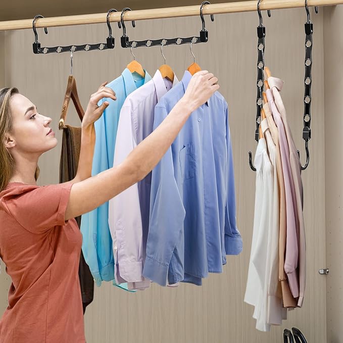 24 Pack Hangers Space Saving Magic Space Saver Storage Smart Plastic Clothes Hanger Organizer Closet Organizers and Storage for Closet Wardrobe Apartment College Dorm Room Essentials, Black