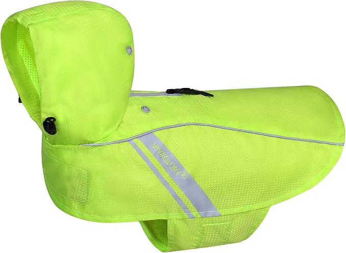 VIVAGLORY Wetoff Dog Raincoat, Rain Coat for Dog All Seasons Adventure, Rain Jacket with Harness Hole & Hood, Reflective Lightweight Waterproof for Doggy & Puppy, XS, Bright Yellow