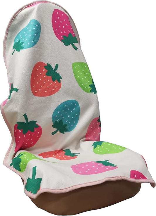 Car Seat Cover Protector Front Seats,for Gym Workout,Running,Swimming,Beach and Hiking,Waterproof Sweat Towel Bucket Seat Covers for Cars SUV Trucks (Strawberry, 1Pcs)