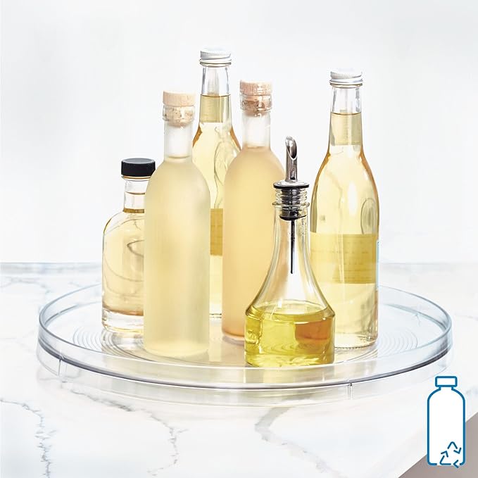 iDesign 14.5-Inch Lazy Susan Organizer - Large Lazy Susan Turntable for Cabinet or Pantry, Clear