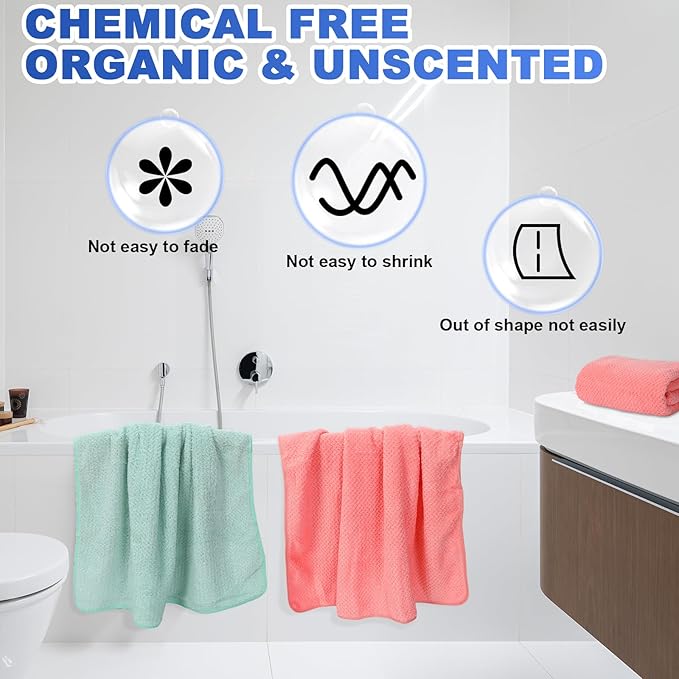 Newwiee 20 Pack Bulk Bath Towels Set, Large Quick Dry Bath Towels 55" x 28" for Spa, Gym, Salon, Hotel and Rental Use(Pink, Green, Blue, Purple)