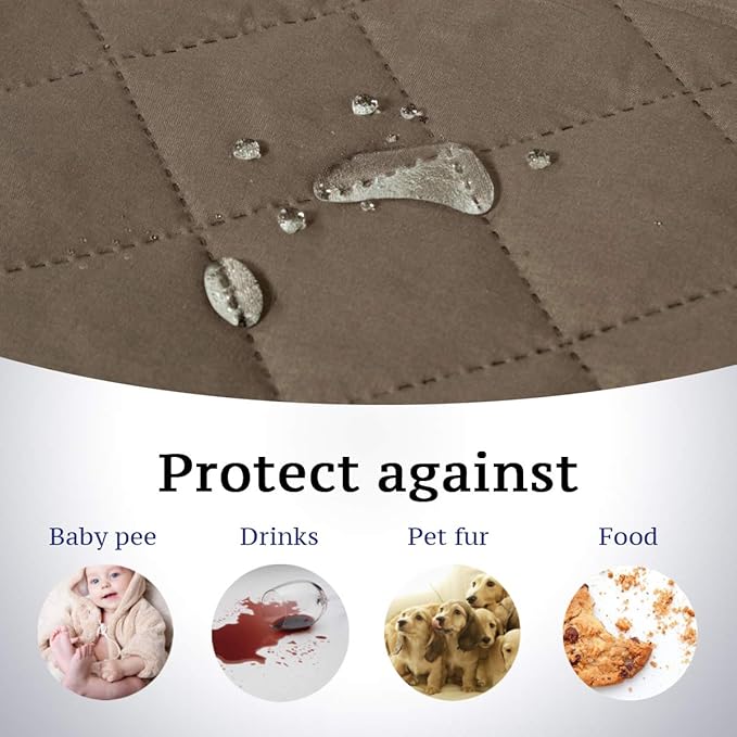 H.VERSAILTEX Reversible Sofa Cover for 3 Cushion Couch Water Resistant Couch Cover for Dogs Non Slip Furniture Protector Cover with Elastic Strap for Pet Cat(Oversized Sofa, Taupe Brown/Beige)
