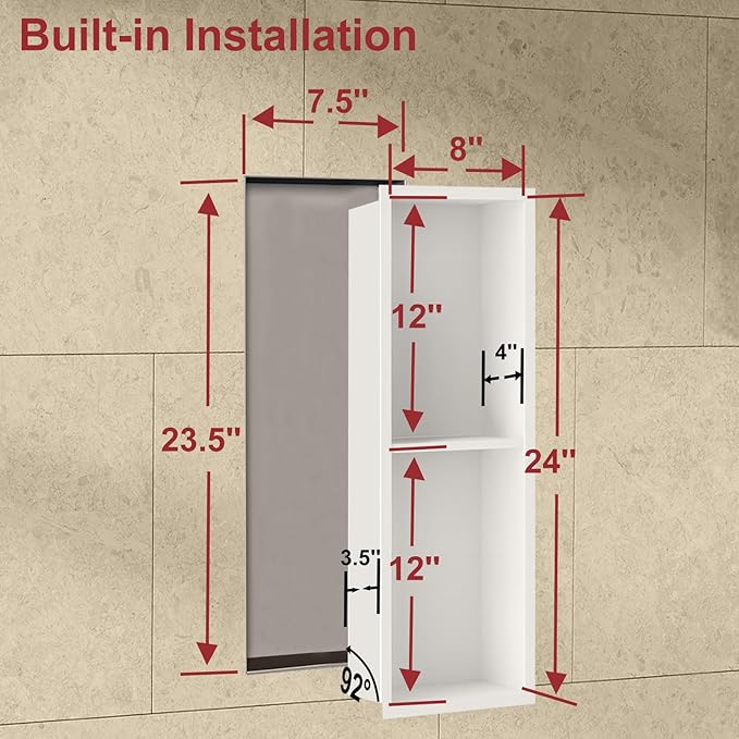 Shower Niche, Stainless Steel Elegant Bathroom Niche, No Tile Needed Recessed Shower Shelf Organizer for Storage