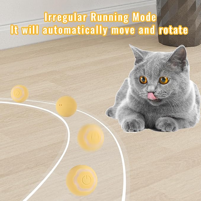 Smart Interactive Cat Ball Toy 2.0, Automatic Rolling Ball with Colorful Lights & Floral Design, USB Rechargeable, Activate Natural Hunting Instincts, Perfect Indoor Playmate (Pink & Yellow 2 Pcs)