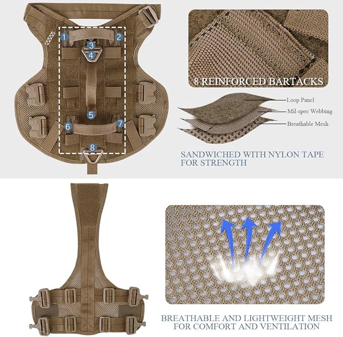 PETAC GEAR Tactical Dog Harness No Pull for Large Working Dogs Military Dogs Vest Police Service Training Dogs Molle Harnesses with Handle … …