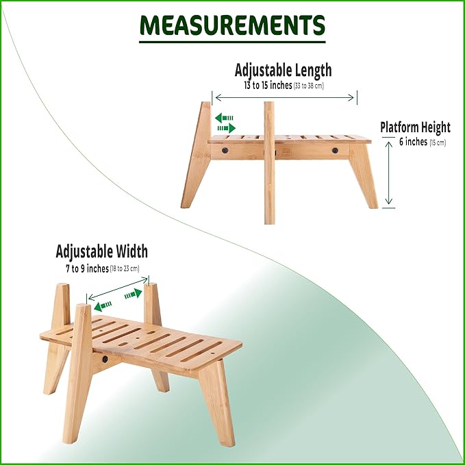 Dog Water Bowl Dispenser Stand - Elevate/Raise Automatic Dog Feeder, Food/Water Dispensers - Adjustable, Fits Various Shapes and Sizes - Natural Bamboo