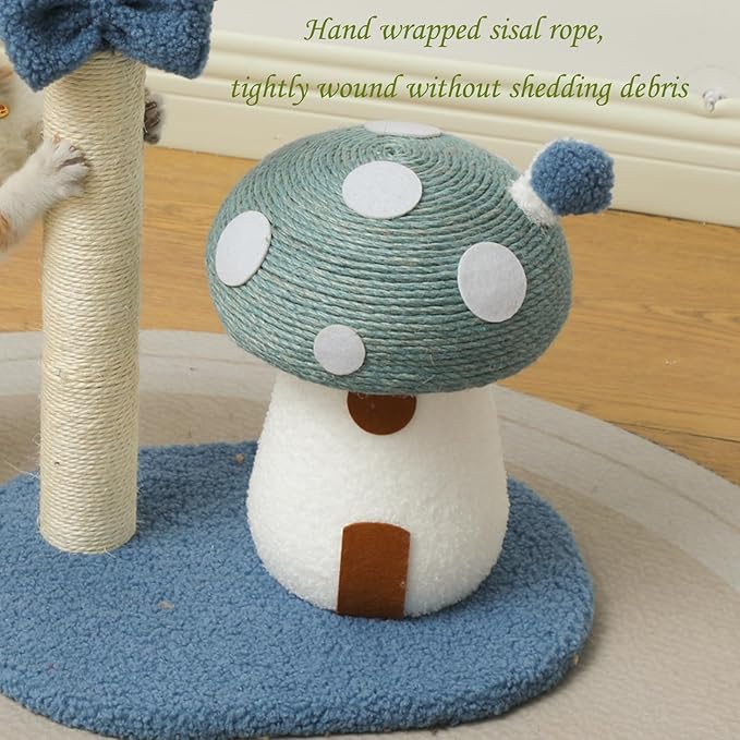 Doggie&Kittie Cat Scratching Post Cute Kitten Scratching Board Kitty Toys Mushroom Lollipop Cat Scratcher Furniture Cat Climber Climbing Tower for Indoor Cats Sisal Material (Green)