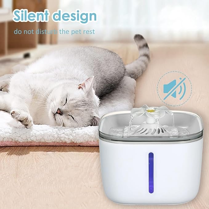 Cat Water Fountain, Large Capacity Automatic Pet Dispenser, Mute Pump & Filter for Dogs & Cats