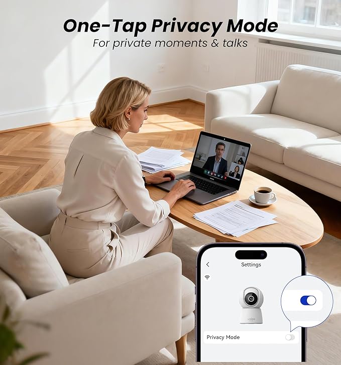 Veise 2K Indoor Security Camera 2.4GHz, 360° Pan/Tilt Pet Camera with Motion Tracking, Baby Monitor, 2-Way Audio, Night Vision, Cloud/SD Storage, Compatible with Voice Assistant, White