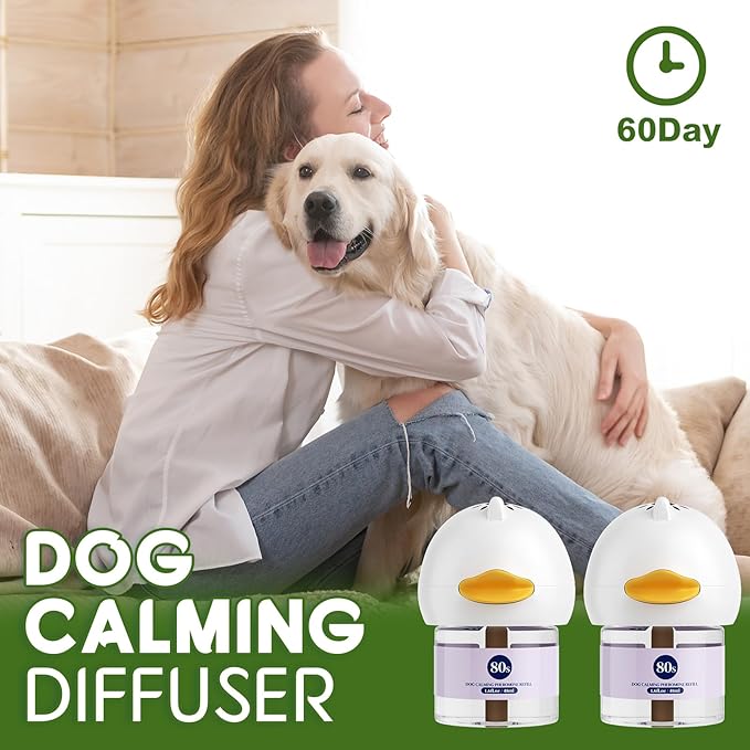 80S Dog Calming Diffuser, 4-in-1Dog Pheromones Calming Diffuser - for Stress, Destructive Behavior, Pee Accidents, Separation Anxiety, Barking, Aggression & Chewing - Help Train Dogs to Pee