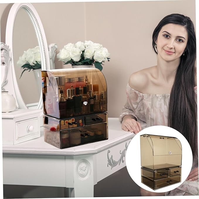 Acrylic Cosmetic Storage Box Lid Organizer for Makeup Jewelry and Accessories Thickened Material for Neat and Tidy Vanity Use