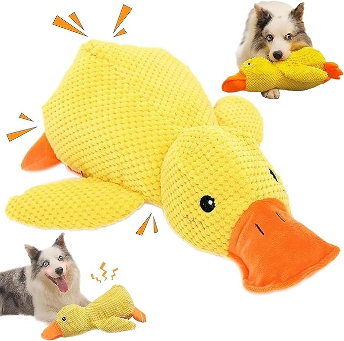 The Mellow Ducks Calming Pillow, Mellow Dog Calming Duck, 2025 New Yellow Duck Dog Toy, Dogs Ducks Toy with Quacking Sound for Indoor Dogs