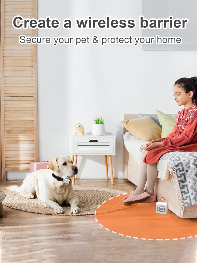 FLYSPEAR Extra Indoor Wireless Pet Barrier Transmitter for Dogs, Transmitter Only,White