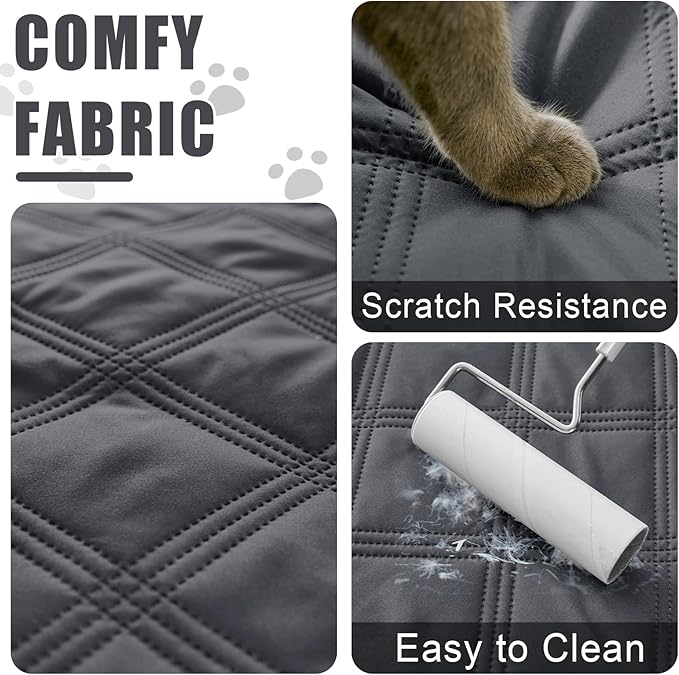 Smiry Waterproof Dog Bed Cover Blanket 68x82, Soft Reversible Pet Blanket, Washable Leakproof Cats Dogs Couch Cover for Sofa, Couch, Furniture, Lattice, Dark Grey/Beige