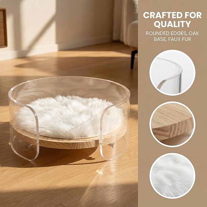 Modern Clear Acrylic Pet Bed ，cat beds for Indoor Cats，cat Bed - Contemporary pet Furniture, Comfortable pet Bed and Sofa for Small Dogs, Indoor pet Bed