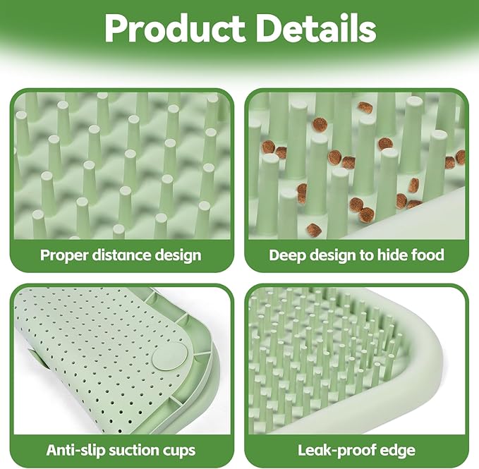 Snuffle Mat for Dogs, 23.6" x 23.6" Silicone Dog Feeding Mat Sniffing Interactive Feeding Game Encourages Natural Foraging Slow Feeder for Small/Medium/Large Dogs, Indoor & Outdoor (Green)