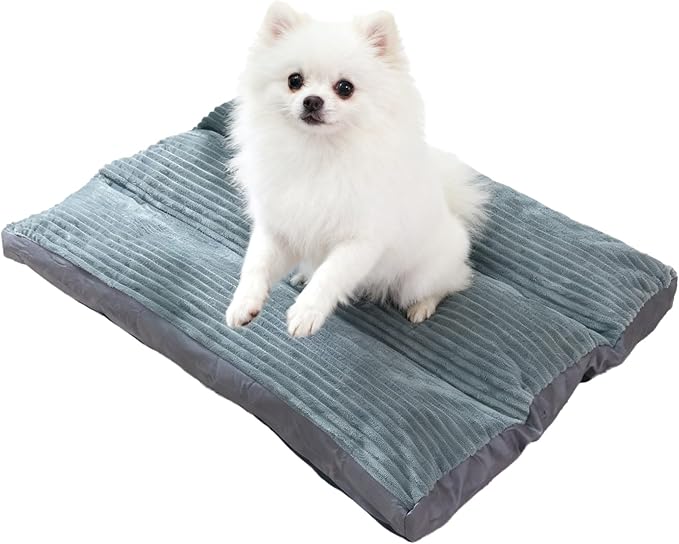 Dog Bed for Small Dogs Up to 30 lbs, 24" x 19"Plush Corduroy Pet Bed with Non-Slip Bottom, Washable Puppy Bed for Crate, Sofa or Travel (Grey)