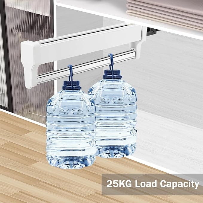 Pull Out Closet Valet Rod, Adjustable Sliding Heavy Duty Steel Top Mounted Clothes Storage Hanger Rail for Closet Wardrobe (397mm/15.6inch)