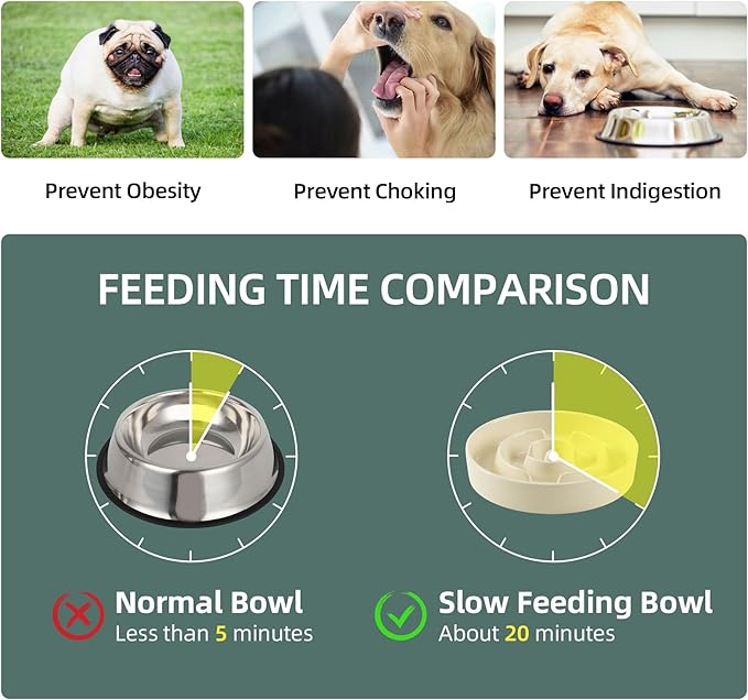 Ceramic 1.2 Cup Raised Slow Feeder Dog Bowl Set, Elevated 6.1inch Bowl and 7.3inch Puzzle Slow Food Dish with Wooden Stand for Medium and Small Dog, Anti-Gulping (2 xLight Yellow+ Stand)