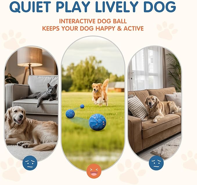 Smart Interactive Dog Toys,Vibrating Dog Ball,Automatic Moving/Bouncing/Rotating,Water Resistant Balls for Medium Large Dogs - Chase Pet Toys to Keep Them Busy (Orange)