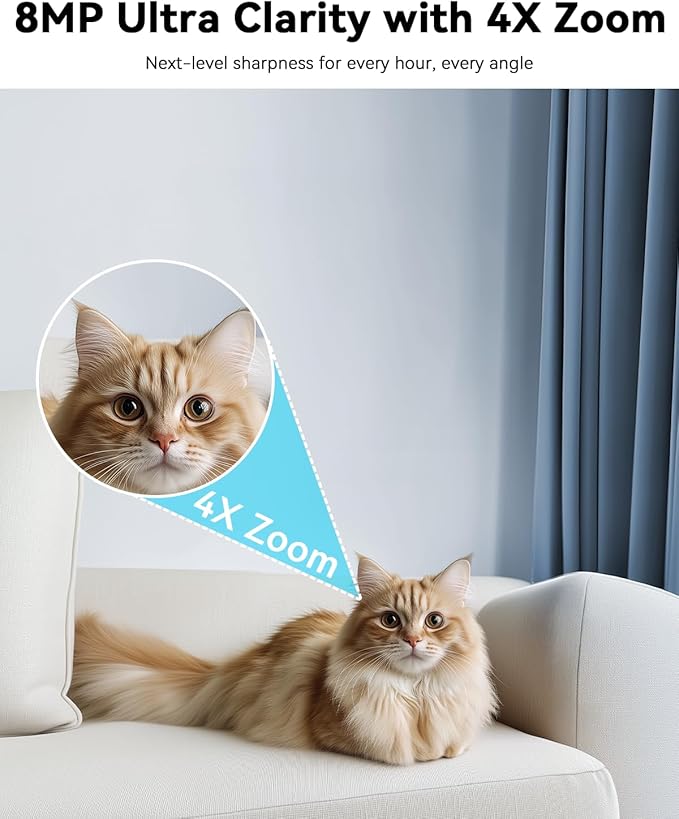 blurams 4K Indoor Cameras for Home Security, 360° PTZ Pet Camera with Phone App, One-Touch Call, Free Human/Pet/Motion/Sound/Cry Detection, Dual-Band WiFi 6, Work with Alexa