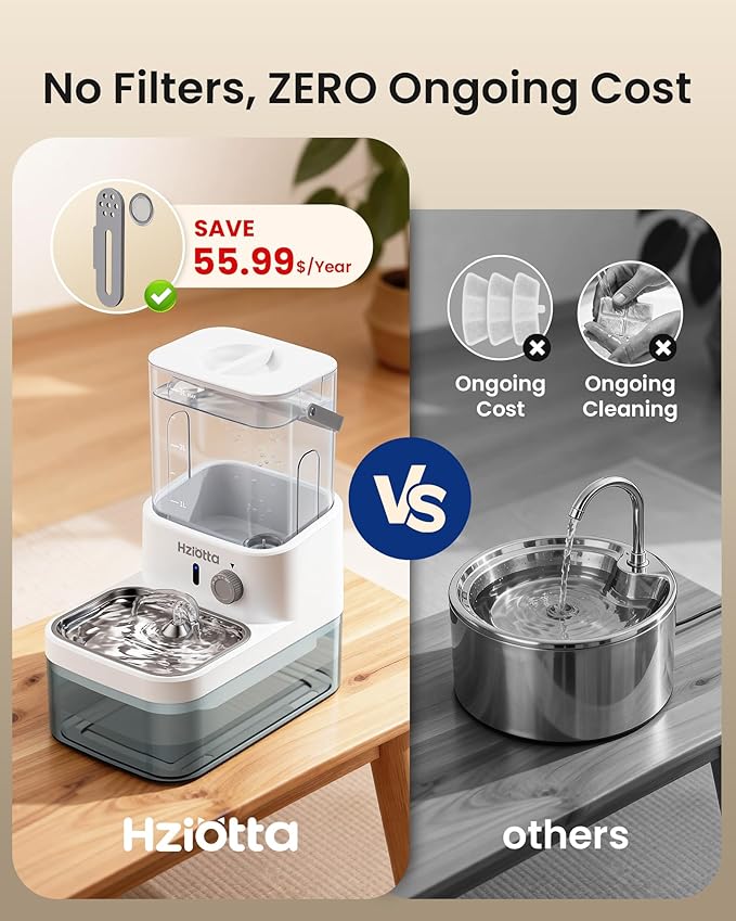 Feeding & Watering Supplies Bundle:Wastewater Separation Cat Water Fountain + Refrigerated Automatic Wet Food Cat Feeder