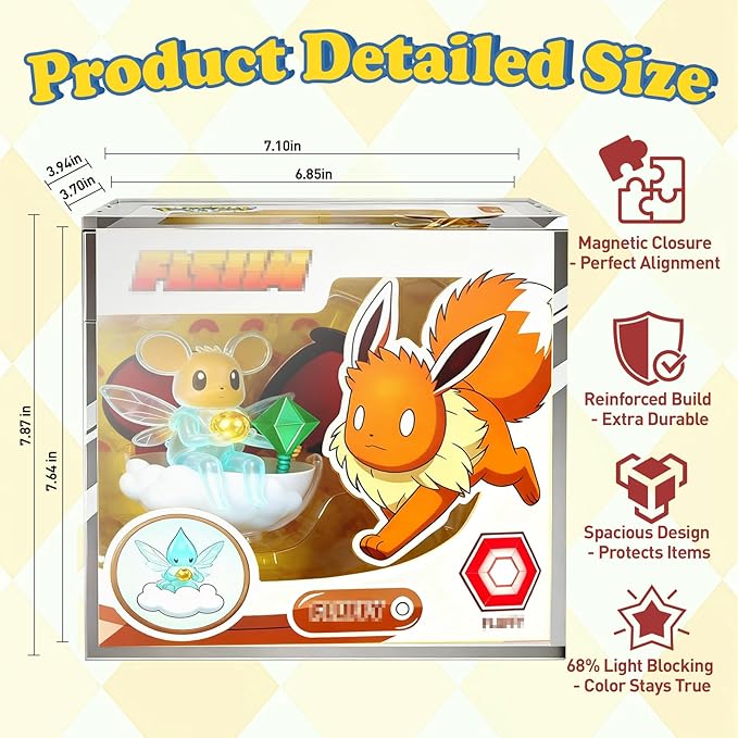 Elite Trainer Box Acrylic Case– Extra Thick ETB Protector Case for Elite Trainer Boxes Compatible with PKMN, Magnetic Lid, UV Resistant, Stackable Display Storage