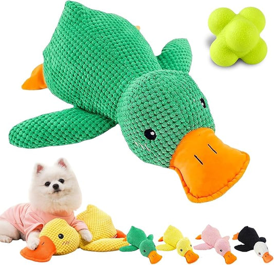 Yellow Emotional Support Duck for Dogs - Mellow Dog Calming Duck Toy with Green Calming Ball