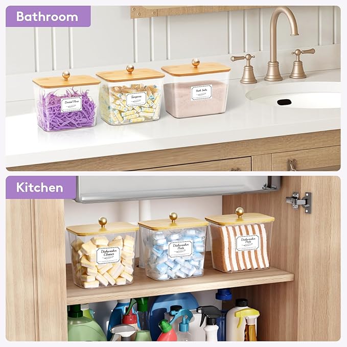 Lifewit Laundry Pods Container with Lid, Dryer Sheet Holder, Room Organization Storage for Coffee Pods Kcup Washing Powder, Scent Booster Beads, 2600 ml/0.7gal，Natural,1 Pcs