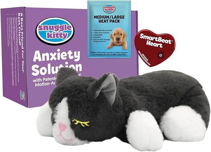 Snuggle Kitty Heartbeat Plush Cat Toy by Snuggle Puppy - Cat Calming Toy and Anxiety Relief for All Breed Sizes