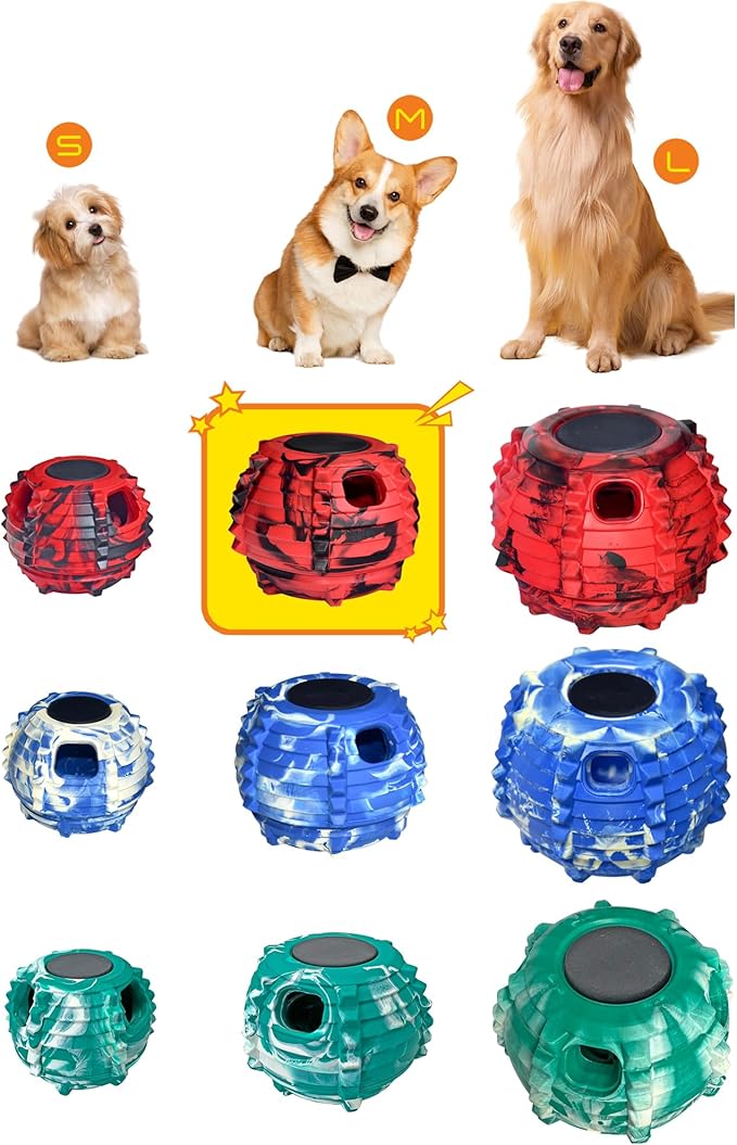 XHX Long-Lasting Interactive Dog Toy to Keep Your Pup Busy and Distracted - Safe for Dogs - Low-Mess Design - Dog Toys for Medium and Large Dogs 25-75 lbs(Medium，Red and Black)