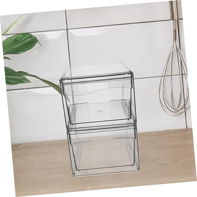 2pcs Stackable Acrylic Makeup Organizer for Desktop Storage Versatile Cosmetic and Office Supplies Organizer Stylish Bathroom Storage