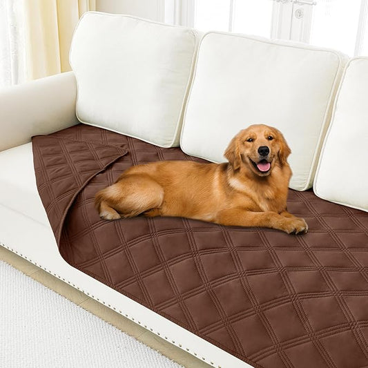 Smiry Waterproof Dog Bed Cover Blanket 40x80, Soft Reversible Pet Blanket, Washable Leakproof Cats Dogs Couch Cover for Sofa, Couch, Furniture, Lattice, Brown/Brown