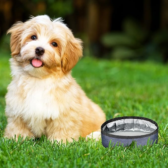Meanplan 2 Pack Portable Dog Bowls Foldable Travel Dog Dish Portable Puppy Water and Food Bowl Pet Hiking Accessories for Small and Large Pets(Camo Green, Dark Blue,40 oz)
