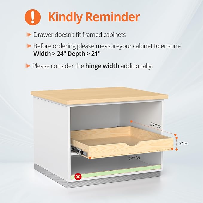 ZOINLIY Wooden Pull Out Cabinet Organizer, Slide Out Drawer for Kitchen Organizers and Storage, Soft Close, Heavy Duty, Fully Expandable