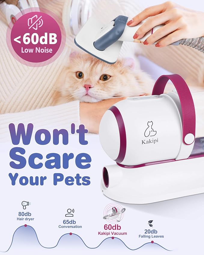 Dog Grooming Kit & Vacuum, Professional Pet Grooming Vacuum with Shedding Brush, Dog Clippers, Dog Dryer and Cleaner, 1.5L Dust Cup Pet Grooming Kit for Dogs, Cats, Quiet, 2 Filters