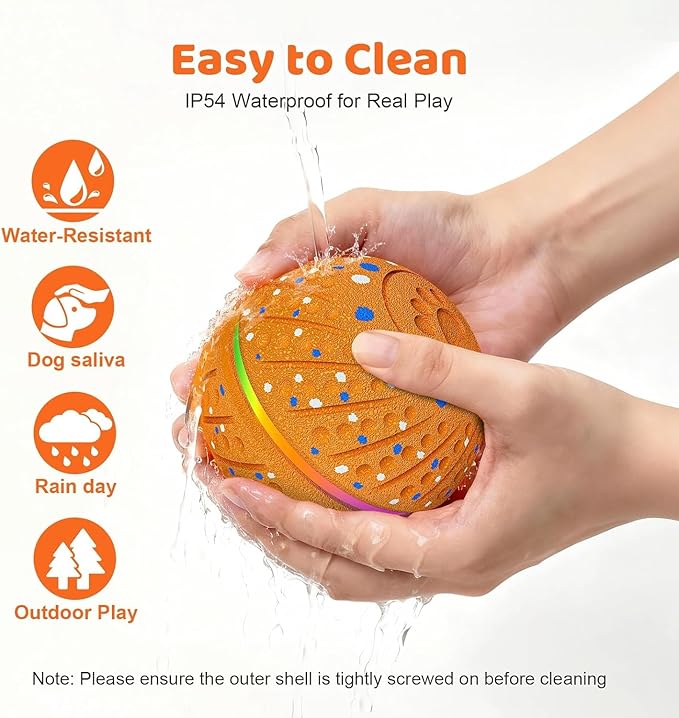 Interactive Dog Toys Dog Ball - Smart Moving Bouncing Dogs Ball with RGB Lights, E-TPU Material, 3 Play Modes Automatic Rolling Balls Toy for Small Medium Dogs Keep Them Busy(Orange)