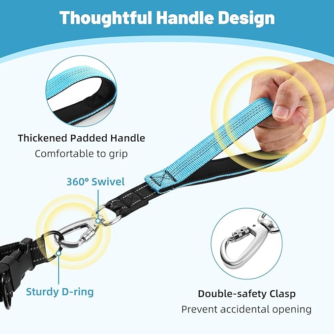 Hands Free Dog Leash for 2 Dogs with Pouch, Waist Leash for Dog Walking, Jogging, Hiking, Retractable Leashes with Dual Padded Handles, Adjustable Reflective Belt for Small, Medium, Large Dogs