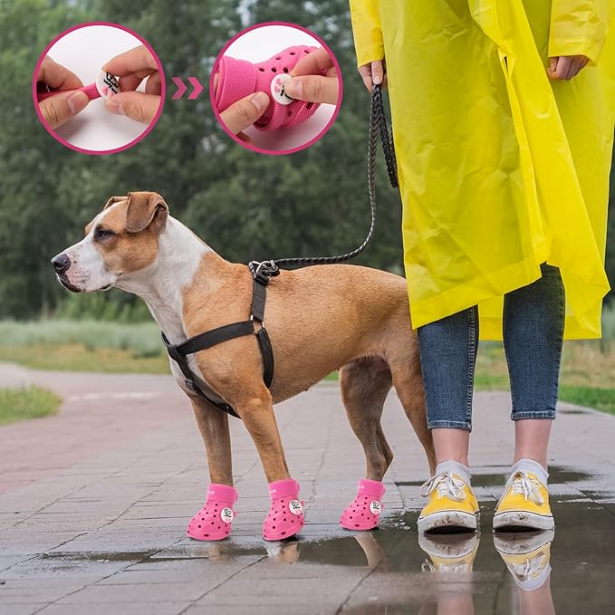 Dog Shoes Breathable Dog Shoe for Hot Pavement, Dog Booties and Paw Protectors, Non-Slip Waterproof Dog Sandals Boots (Pink, L: (3.1’’x2.5'')(L*W))
