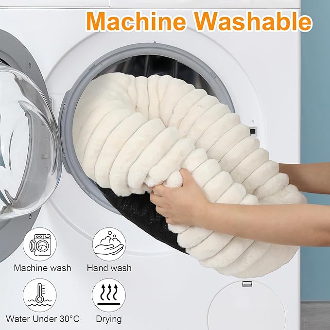 Washable Small Cat Dog Bed,Calming Anti Anxiety Round Donut Dog Bed,Fluffy Puppy Dog Beds for Medium Small Dogs,Cute Kitten Cat Beds for Indoor Cats,Comfort Pet Bed for Medium Size Dogs(White,M)